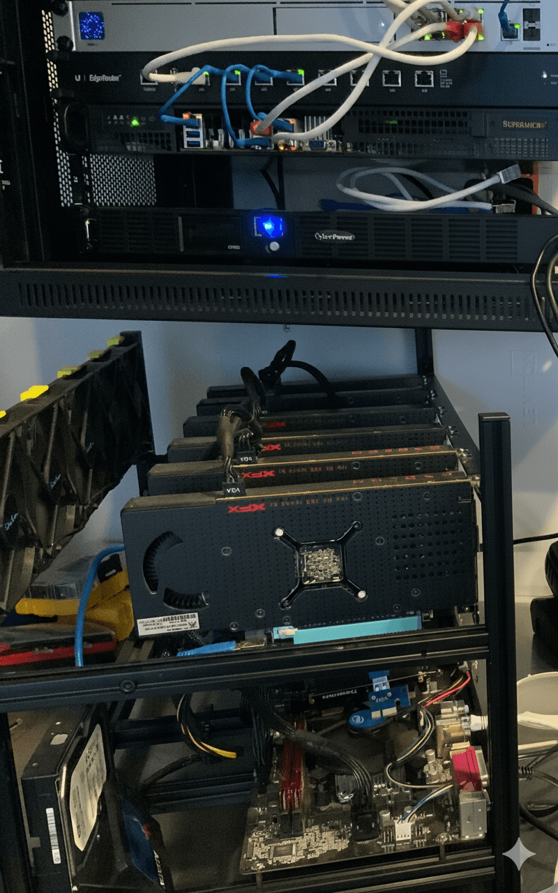 POV old home lab, plus a crypto rig